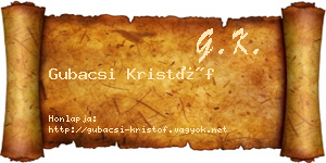 Gubacsi Kristóf névjegykártya